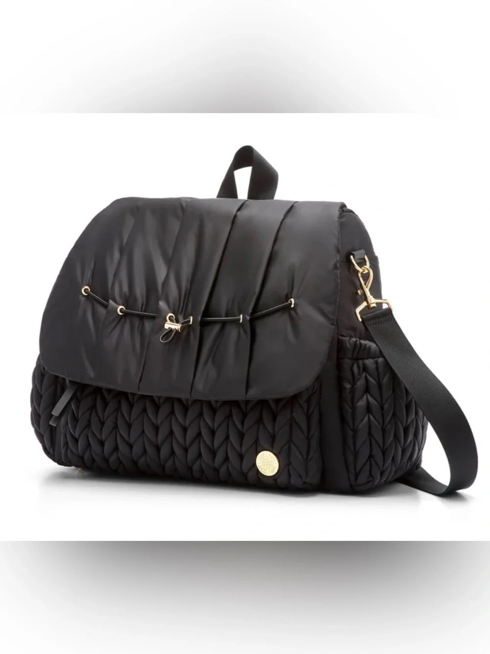 HAPP Black Quilted Diaper Bag Backpack / Convertible Travel Baby Bag